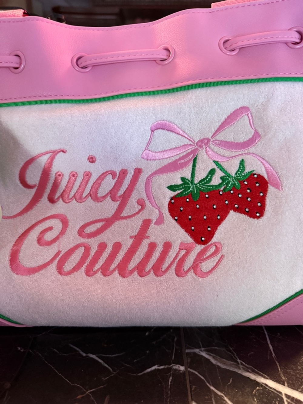 Juicy Couture Retro Strawberry Tote powder blush with additional matching wallet - Picture 2 of 8